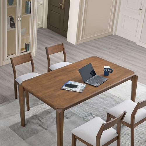 ACTU 59" Solid Wood Mid-Century Dining Table Set — Seats 4–6