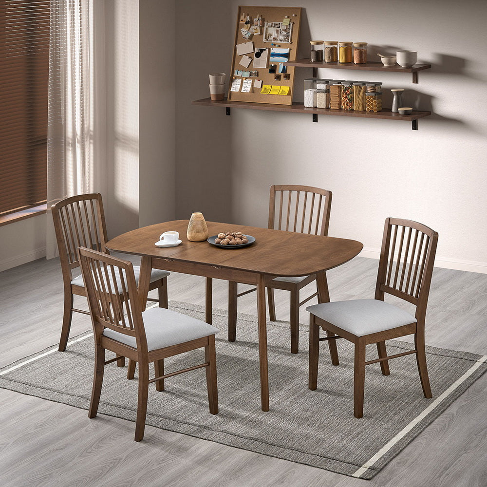 ACTU extendable dining table with upholstered chairs