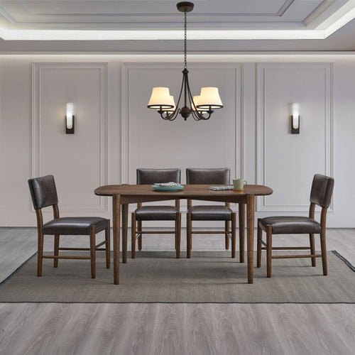 ACTU 58-inch mid-century dining table with upholstered chairs