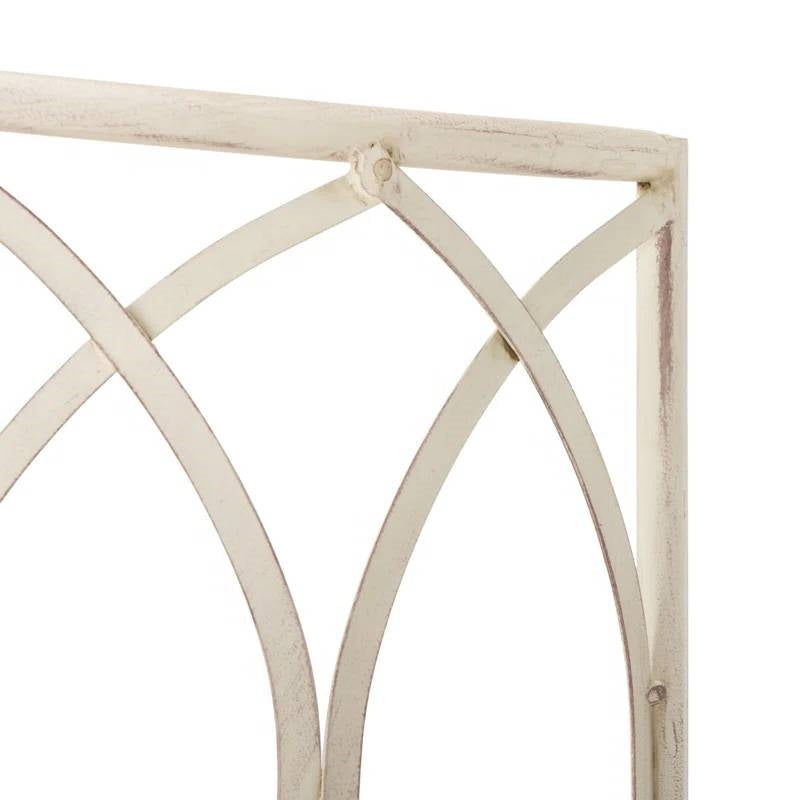 Antique White Half-Circle Wrought Iron Tree Bench