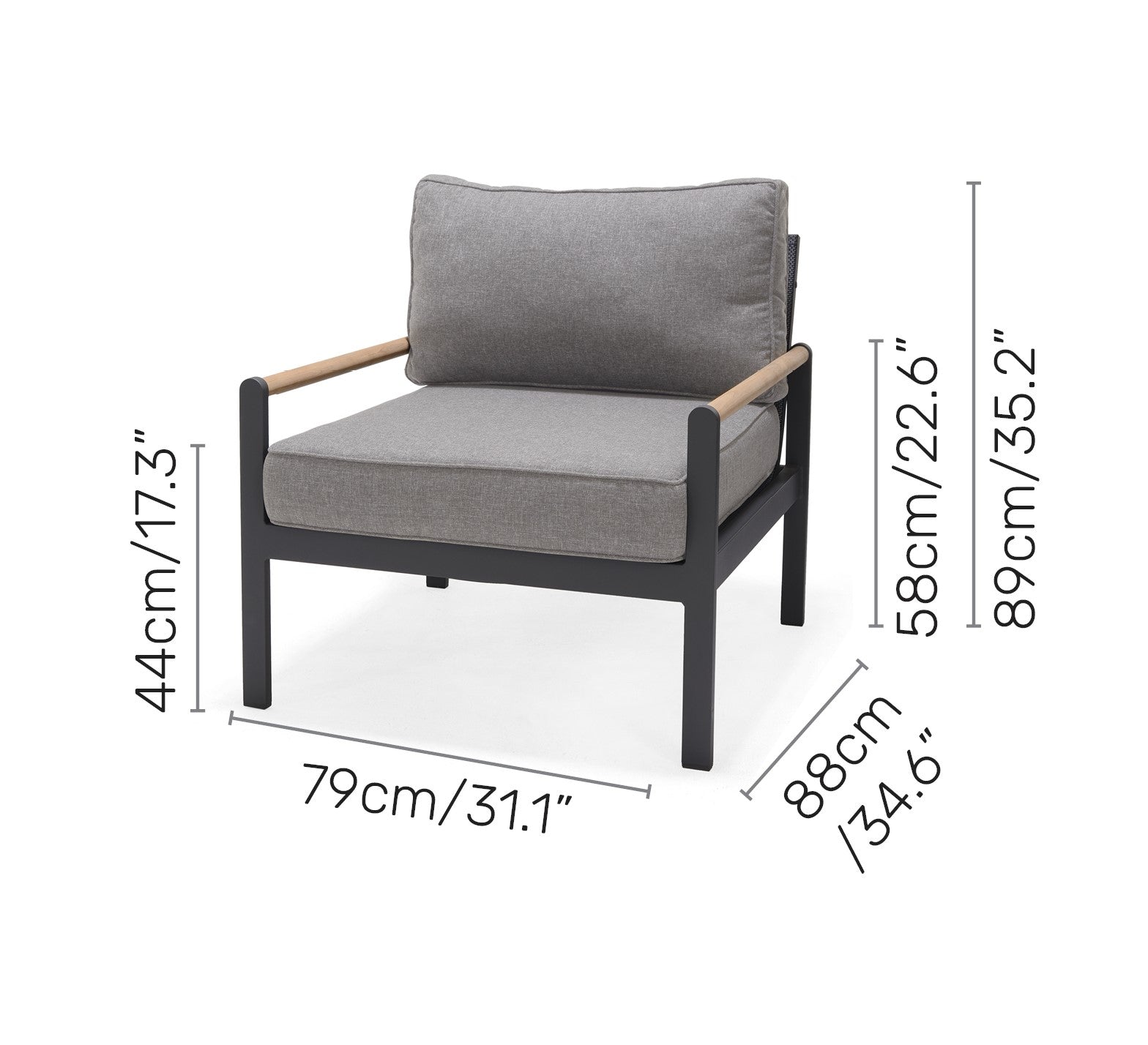 Amber Sofa Teak and Aluminum Chair
