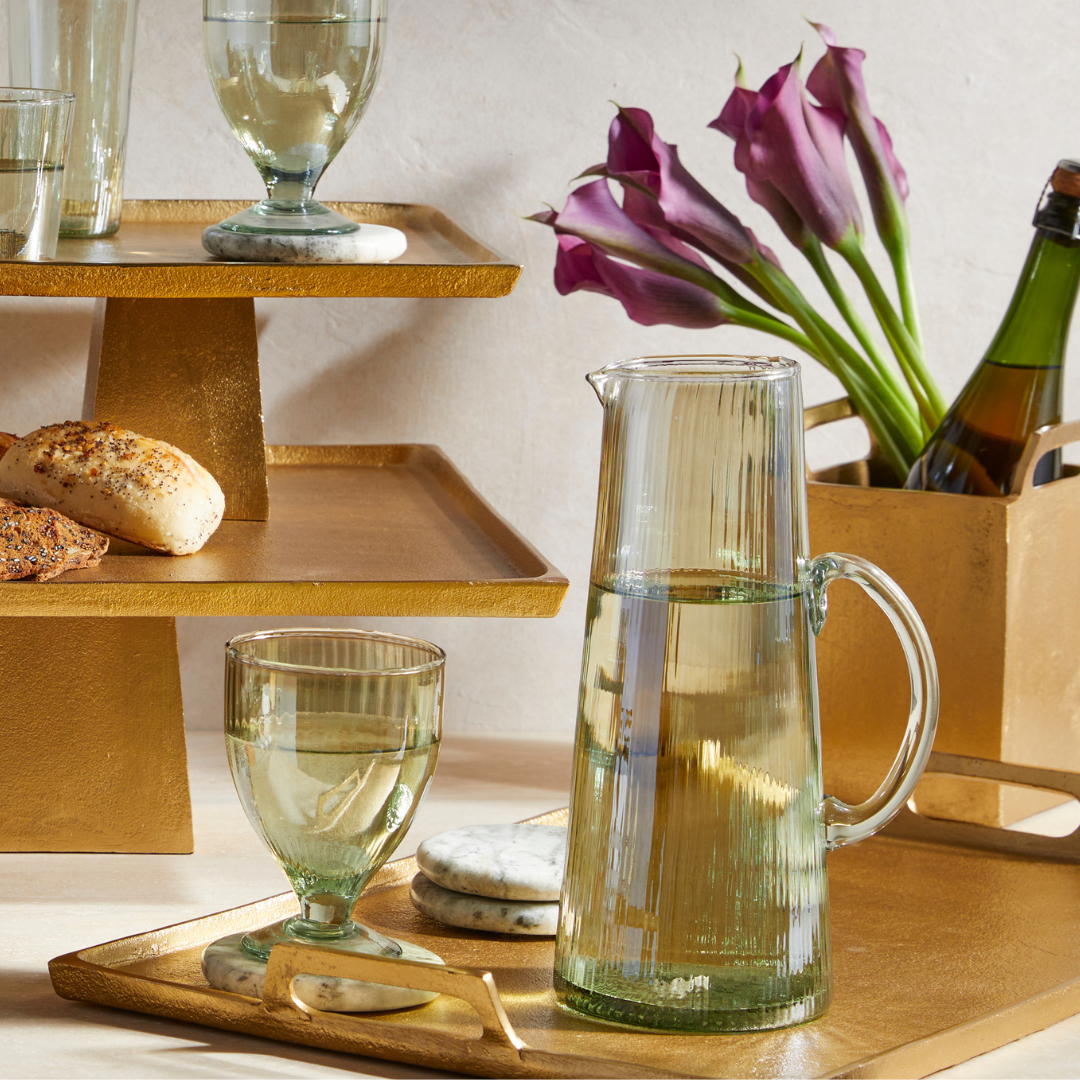 Lumia Ribbed Glass Pitcher