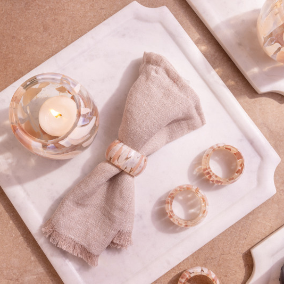 Juna Mouth-Blown Glass Napkin Rings — Set of 4