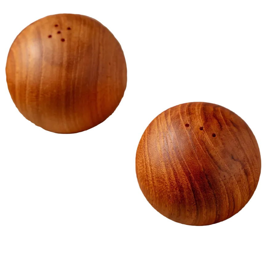 Teak salt and pepper shaker set crafted in Thailand