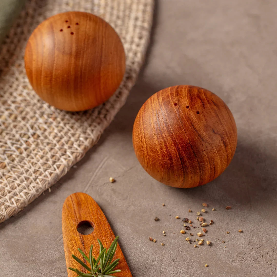 Teak Salt + Pepper Shaker Set