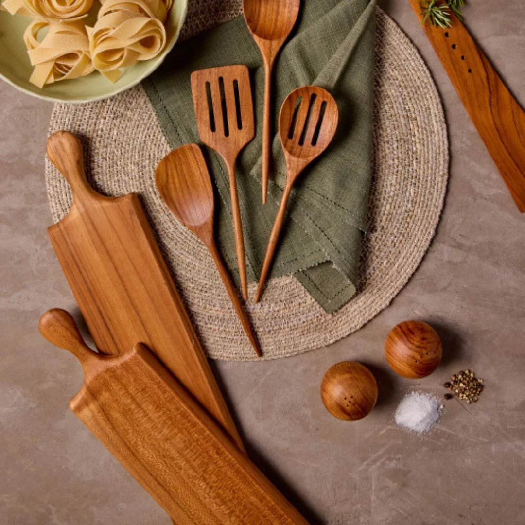 Teak Salt + Pepper Shaker Set