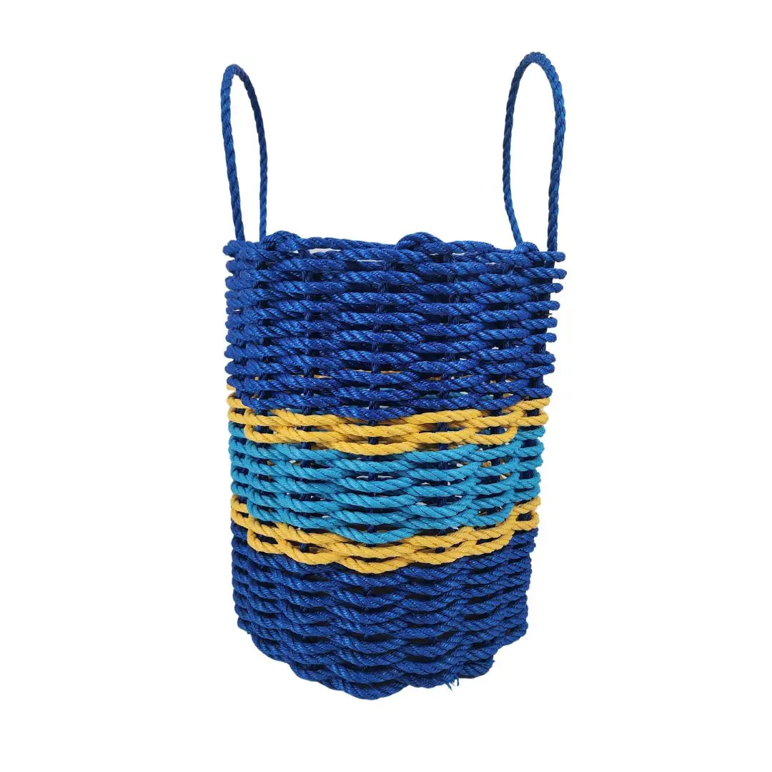 Two Tone Blue & Yellow Accent Rope Basket