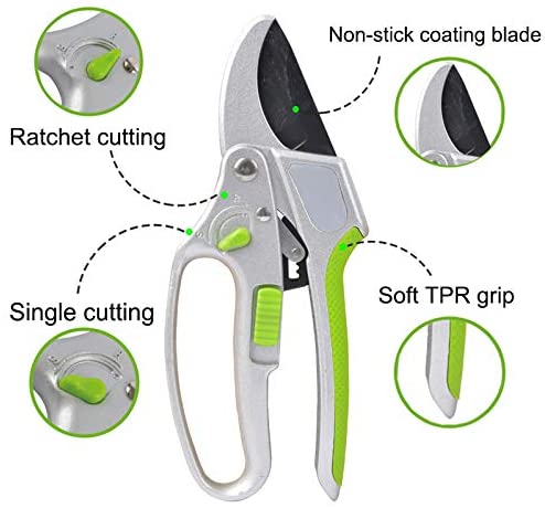 2-in-1 Garden Ratchet Pruning Shears Clippers