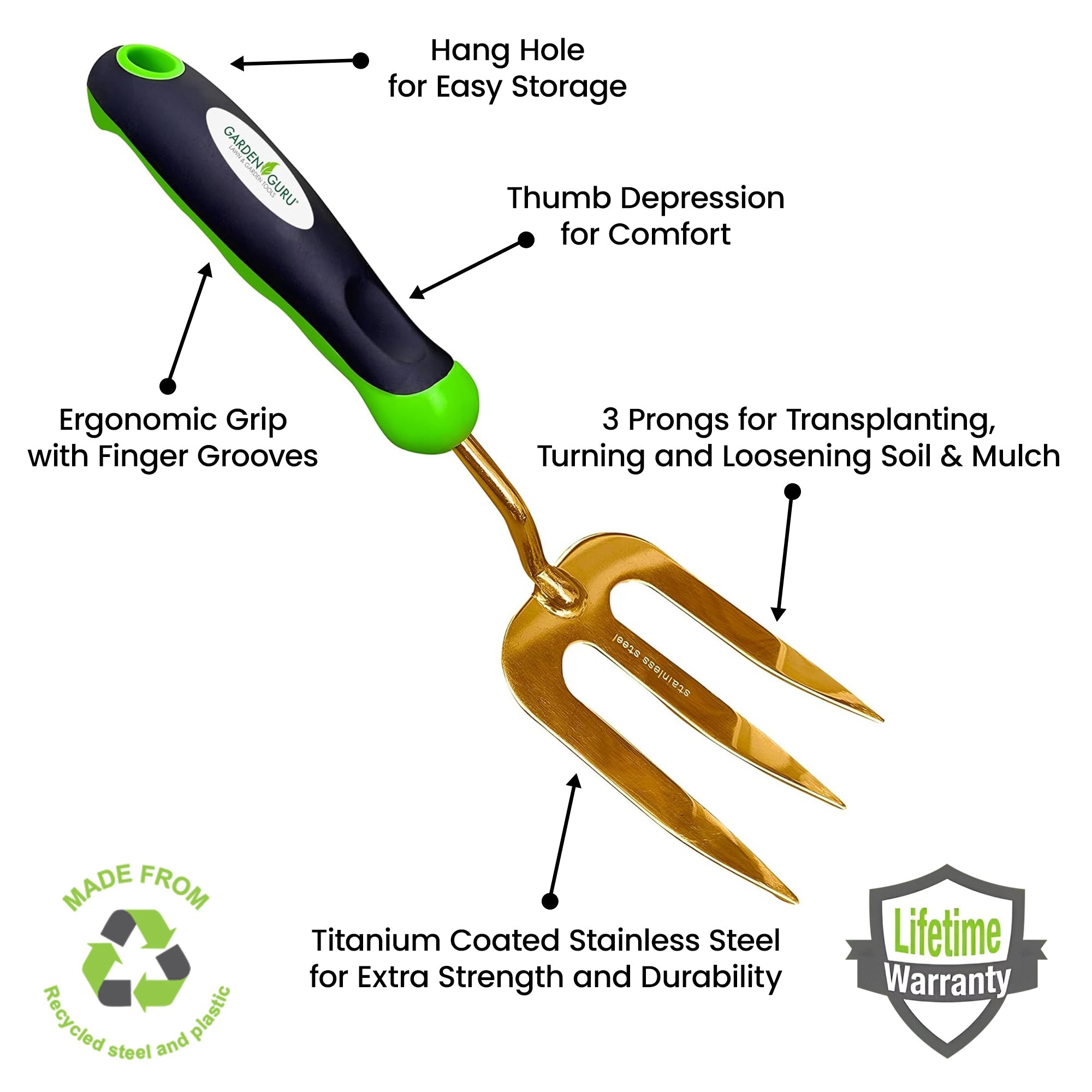Garden Guru Titanium-Coated 3-Piece Garden Tool Set