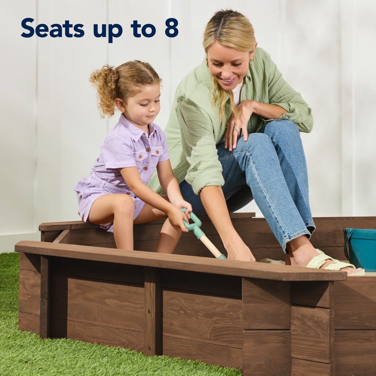 Walnut Octagonal Outdoor Sandbox with Cover
