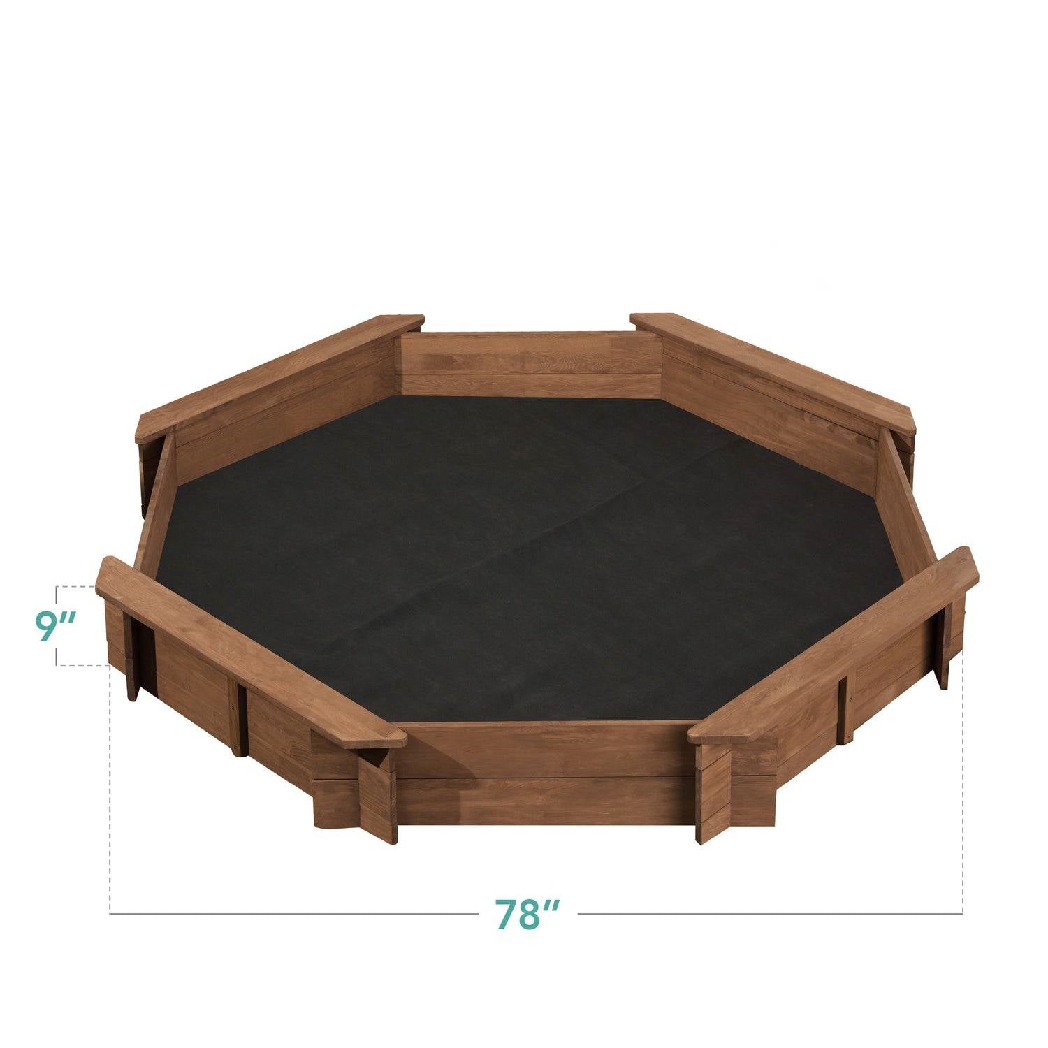 Walnut Octagonal Outdoor Sandbox with Cover