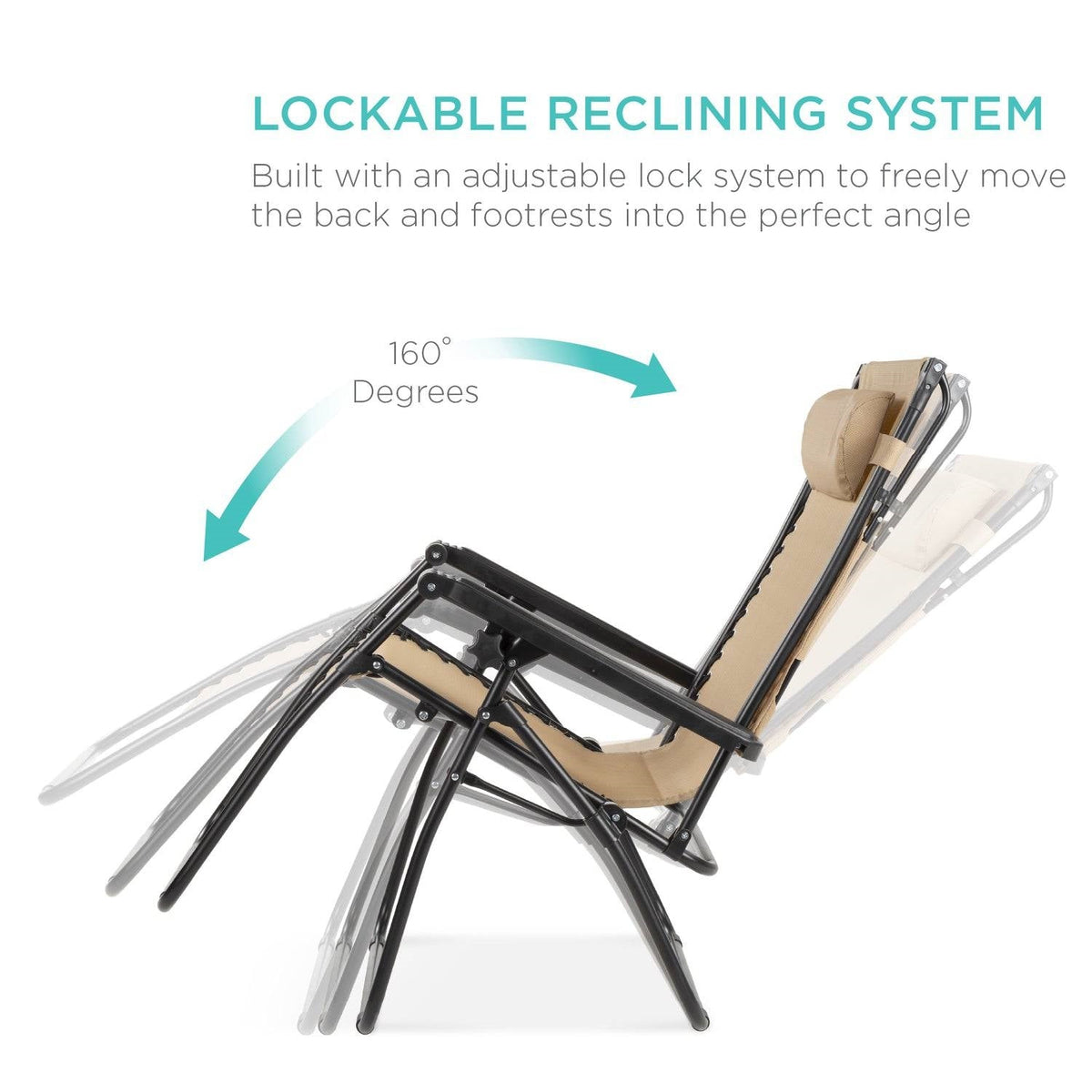 Beige Zero Gravity Folding Lounge Chair with Canopy