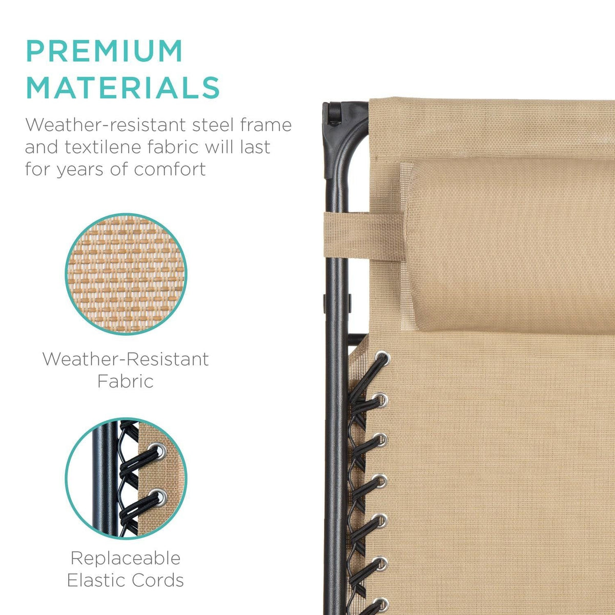 Beige Zero Gravity Folding Lounge Chair with Canopy