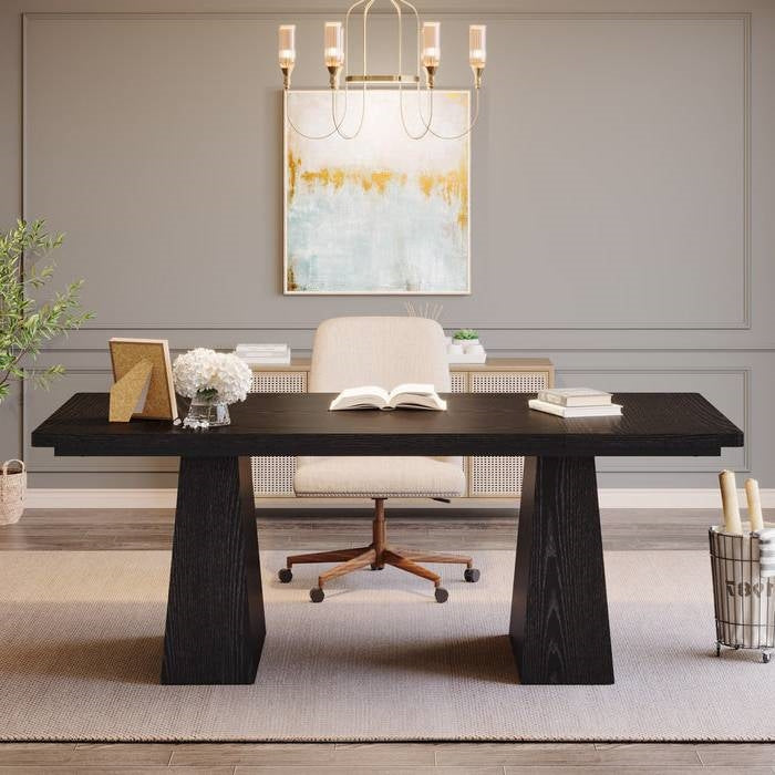 63-Inch Modern Black Home Office Desk