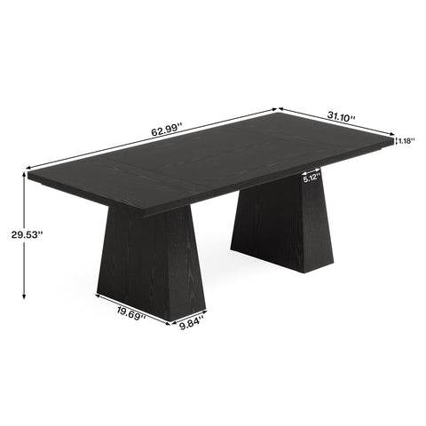 63-Inch Modern Black Home Office Desk