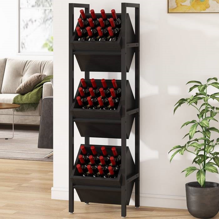 36-Bottle Black Industrial Wine Rack