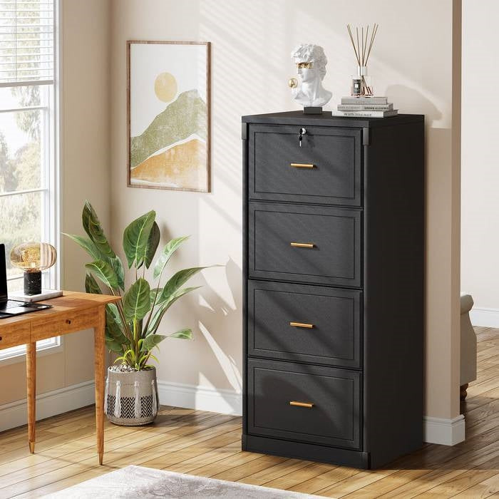 4-Drawer Black Locking Vertical File Cabinet