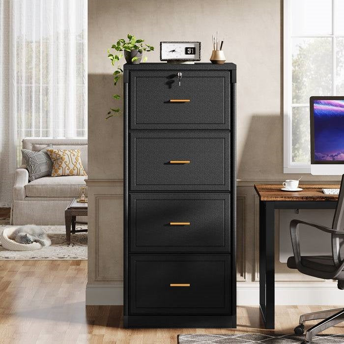 4-Drawer Black Locking Vertical File Cabinet