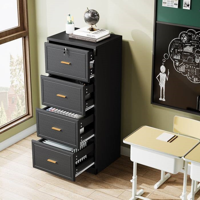 4-Drawer Black Locking Vertical File Cabinet