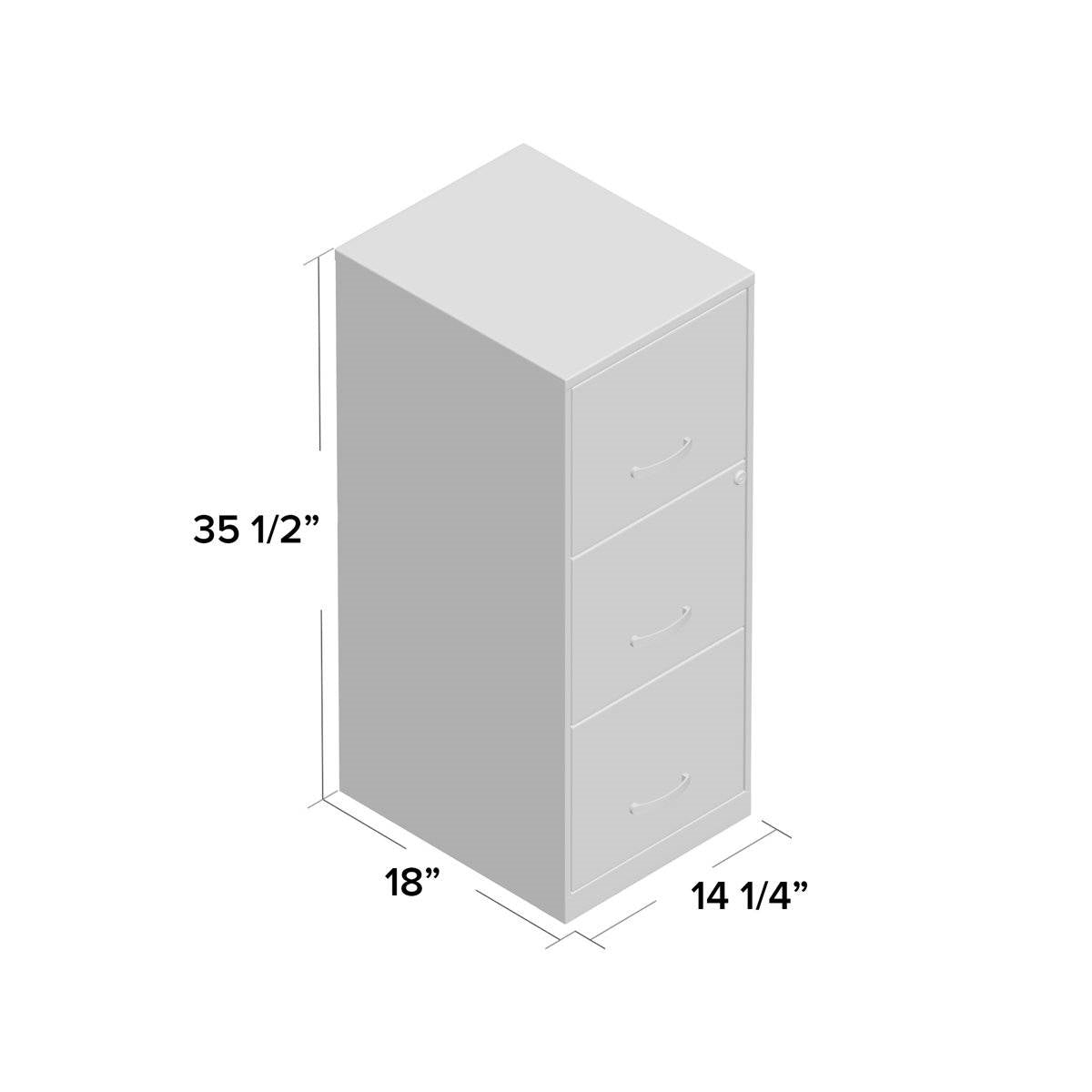 Black 3-Drawer Locking Steel File Cabinet