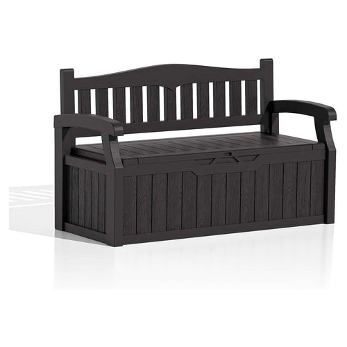 70-gallon brown outdoor storage bench and deck box by HomePacific