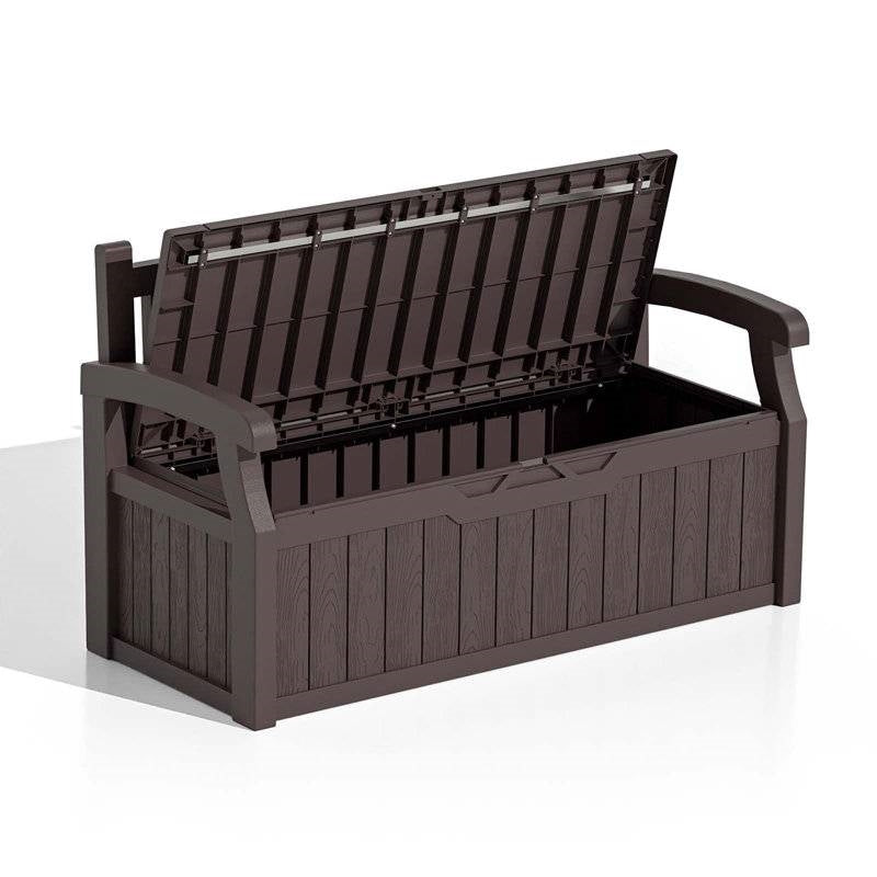 70-Gallon Brown Outdoor Storage Bench & Deck Box