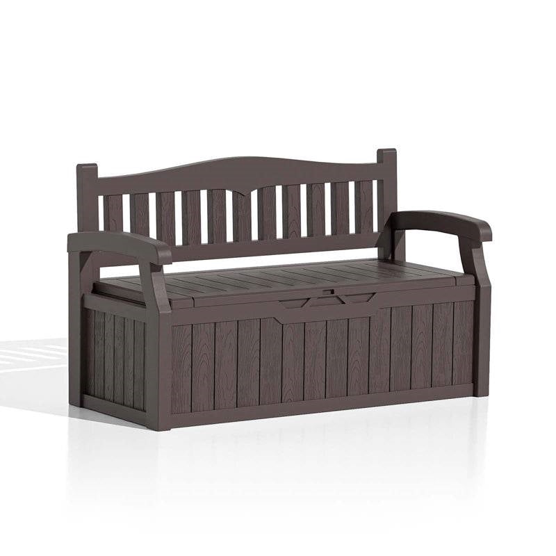 70-Gallon Brown Outdoor Storage Bench & Deck Box