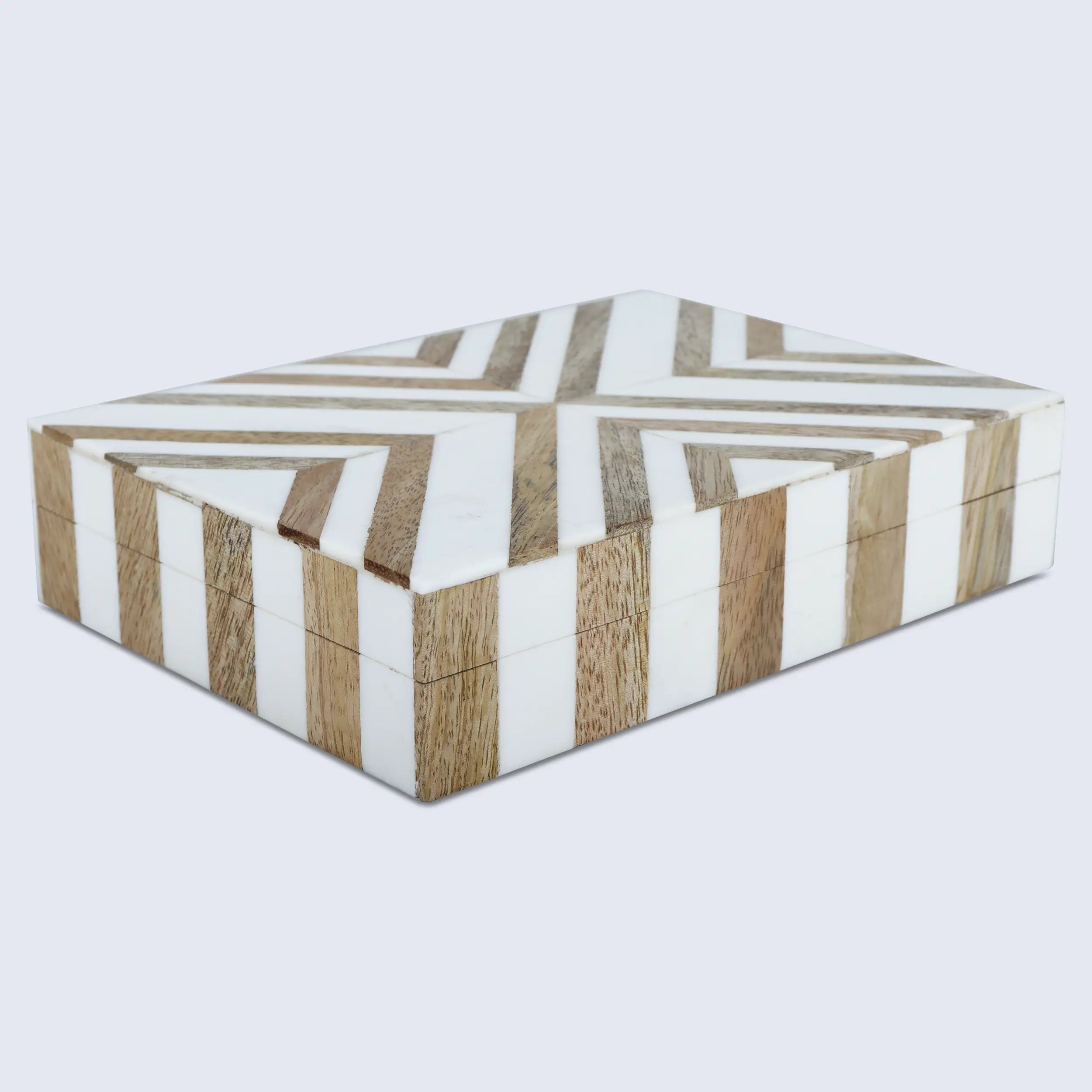 Marquet Chevron Resin & Wood Inlay Storage Box - 8 Sizes