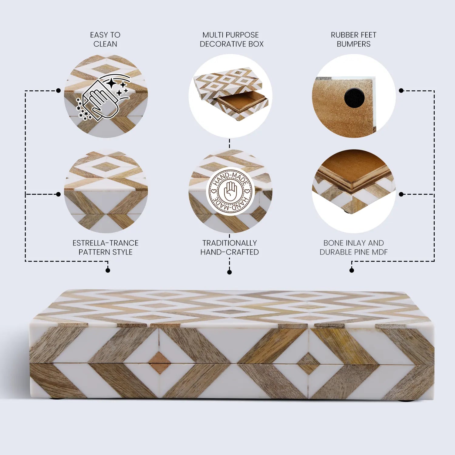 Marquet Array Resin & Wood Inlay Storage Box - 8 Sizes