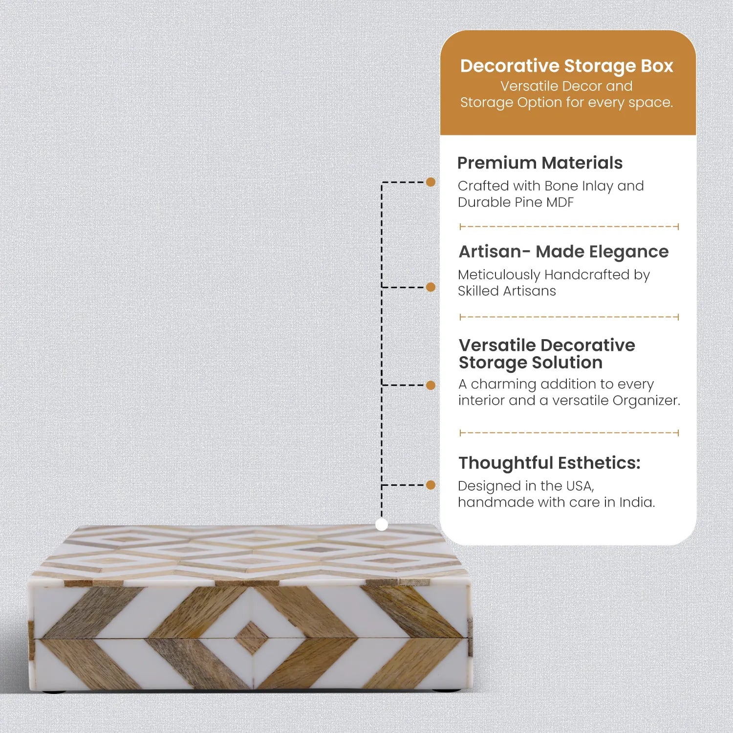 Marquet Array Resin & Wood Inlay Storage Box - 8 Sizes