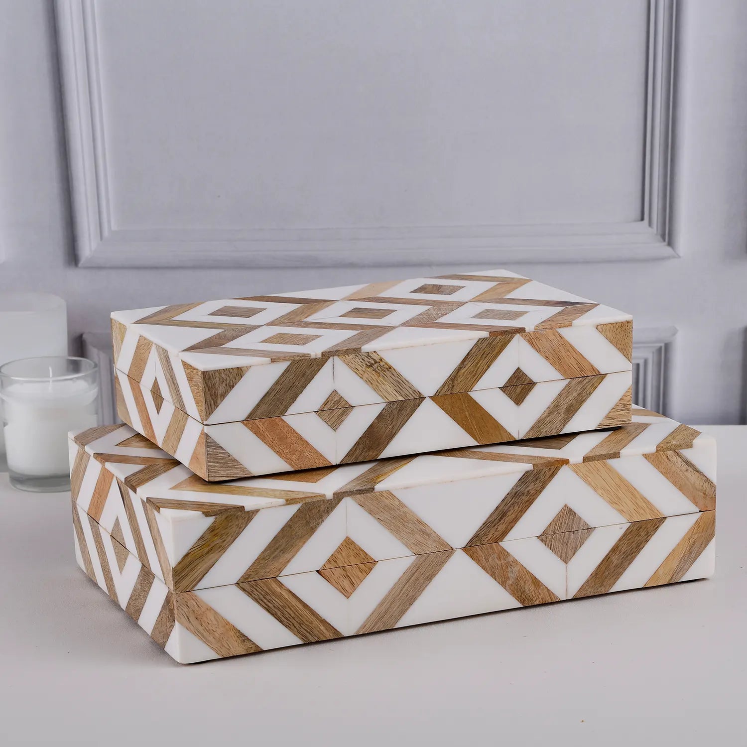Marquet Array Resin & Wood Inlay Storage Box - 8 Sizes