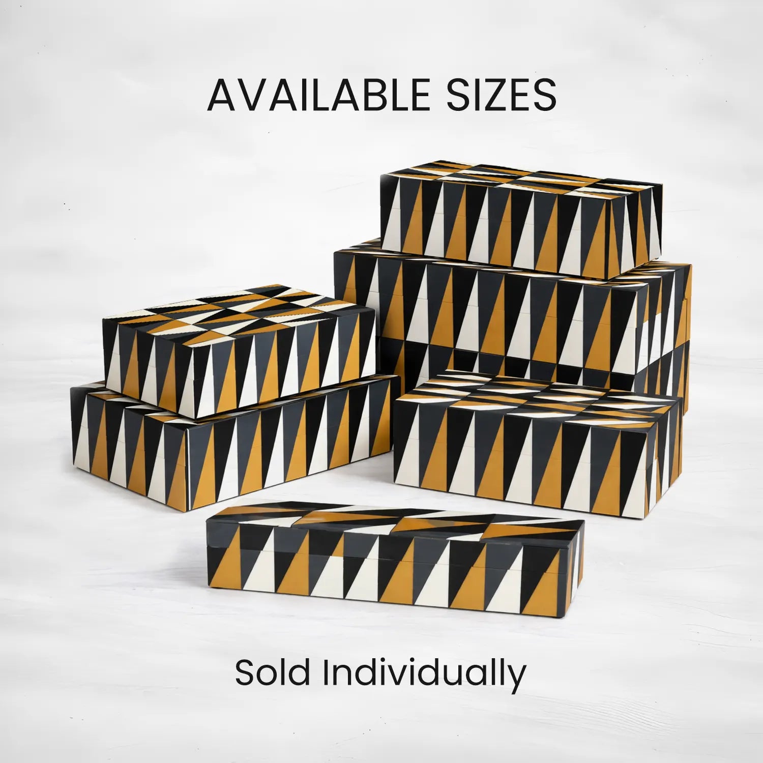 Black Golden Resin Inlay Decorative Storage Box - 7 Sizes