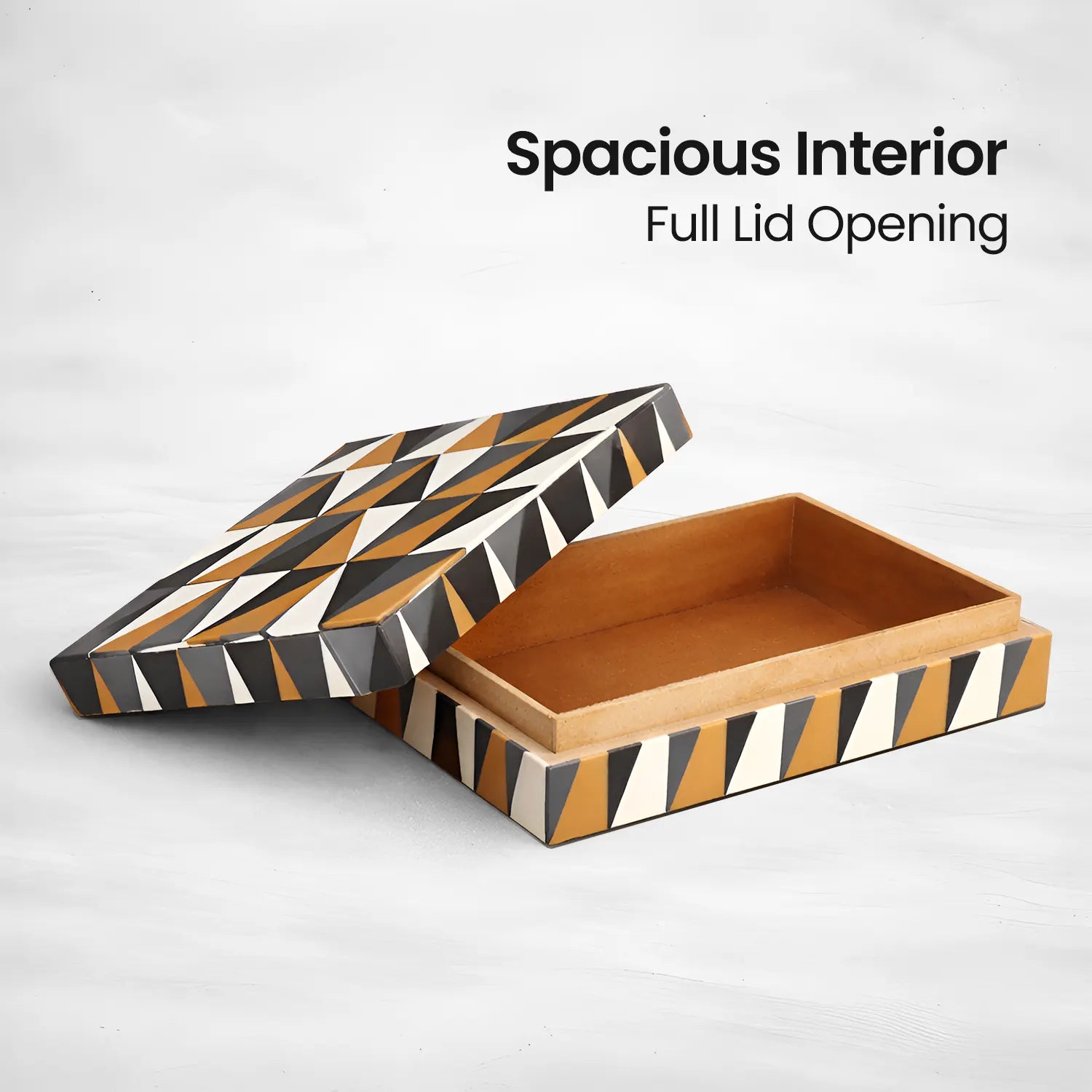 Black Golden Resin Inlay Decorative Storage Box - 7 Sizes