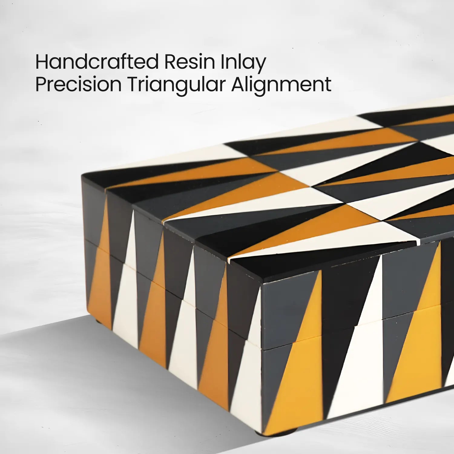 Black Golden Resin Inlay Decorative Storage Box - 7 Sizes