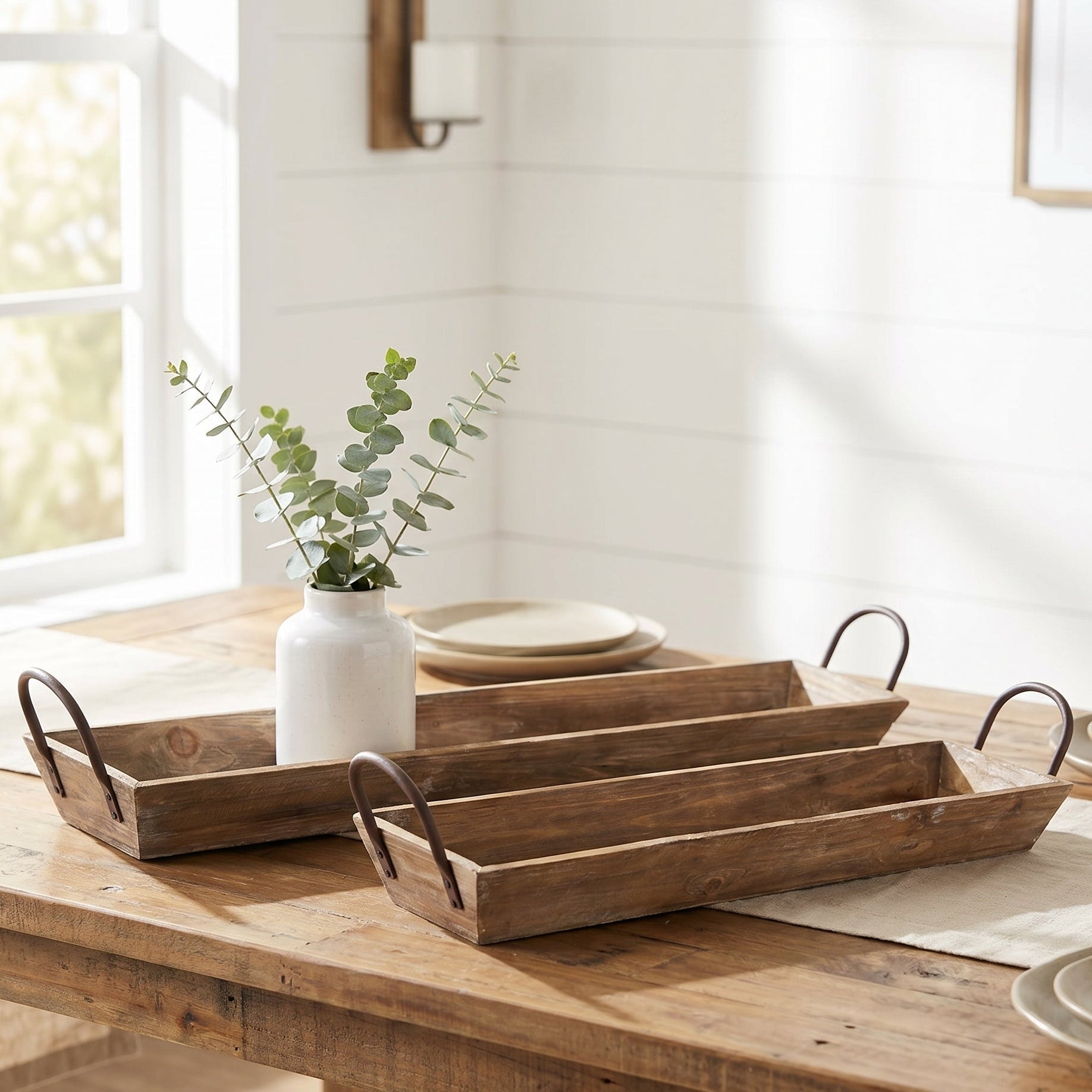 Barnwood Serving Trays with Handles — Set of 2