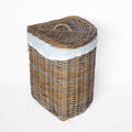 Rattan Corner Laundry Basket with Lid + Inner Bag