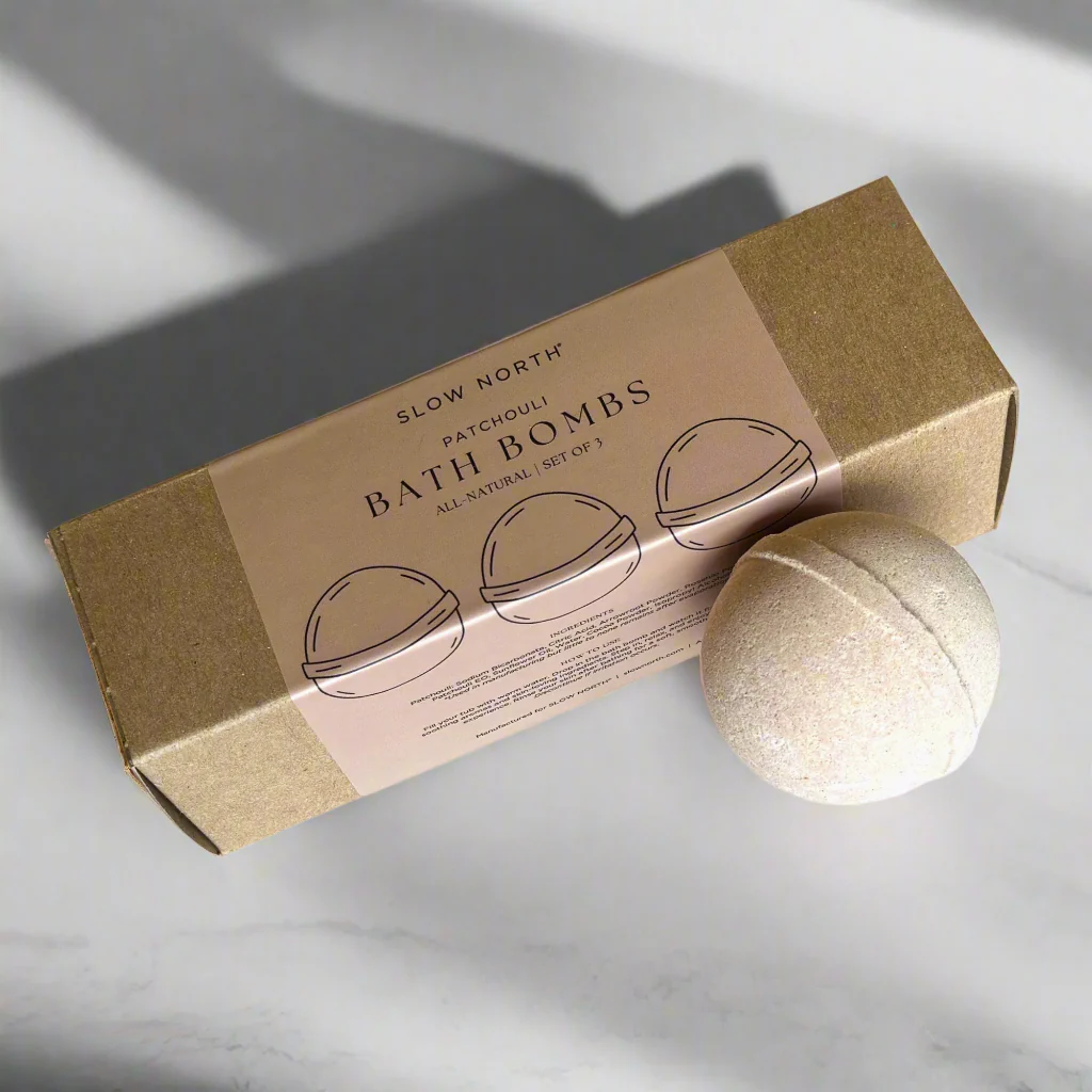 Slow North Patchouli natural bath bomb set of three
