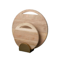 Leo round mango wood serving boards with display stand