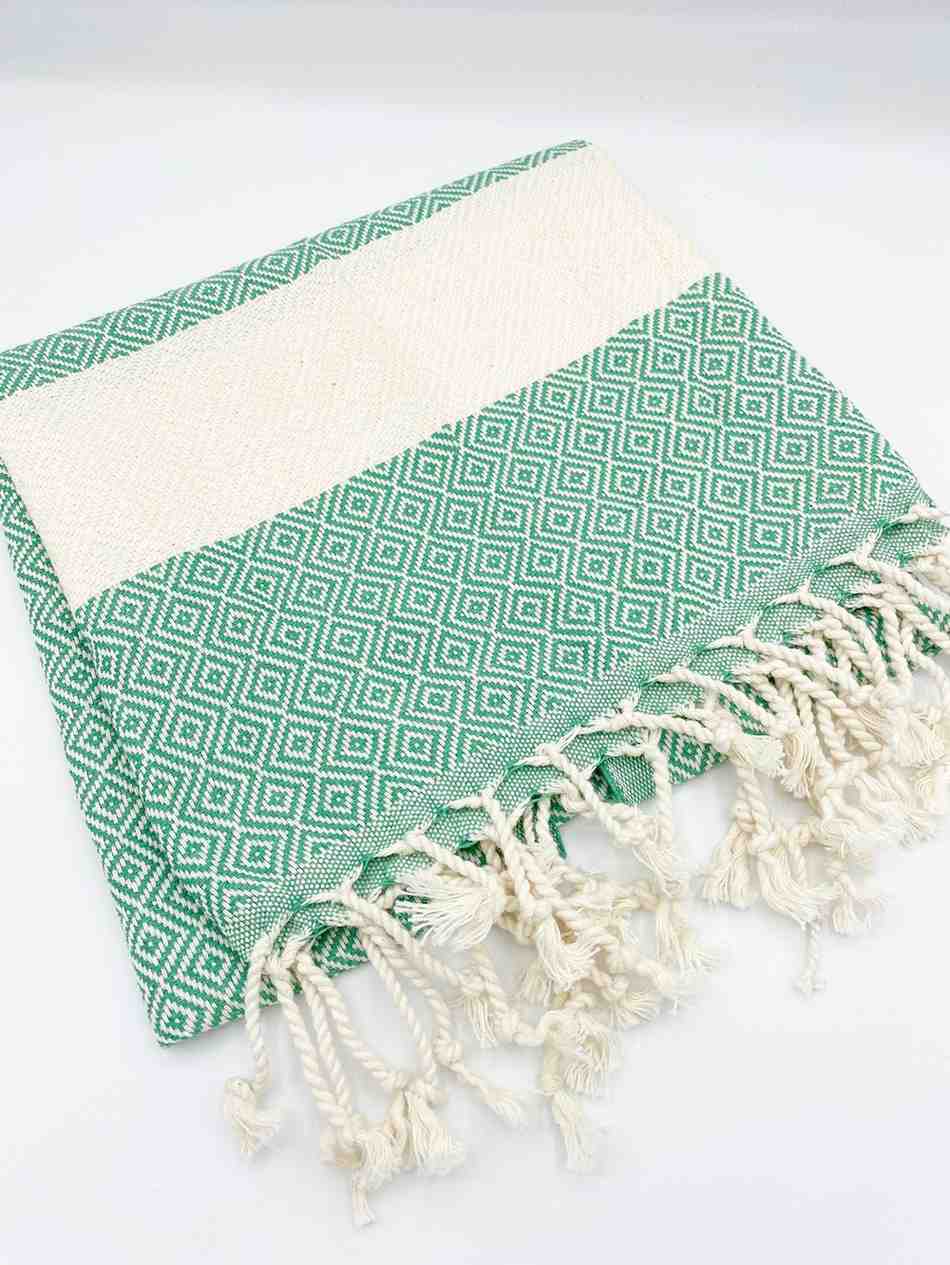 Green diamond hand towel