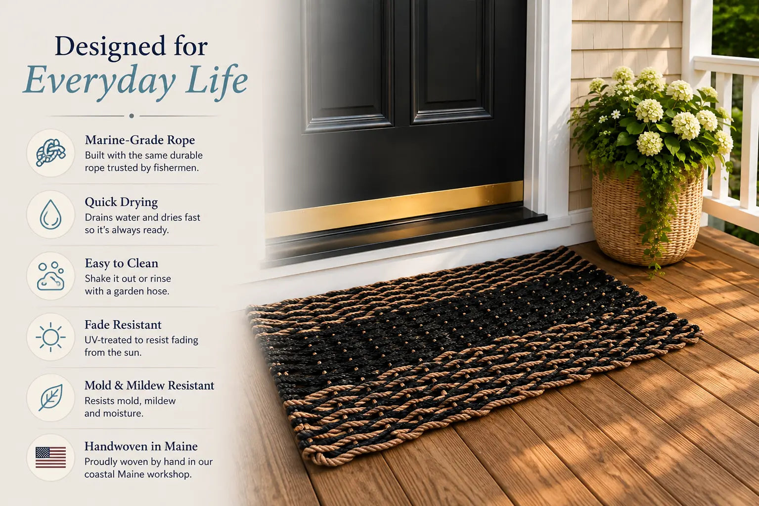 Brown and tan rope doormat