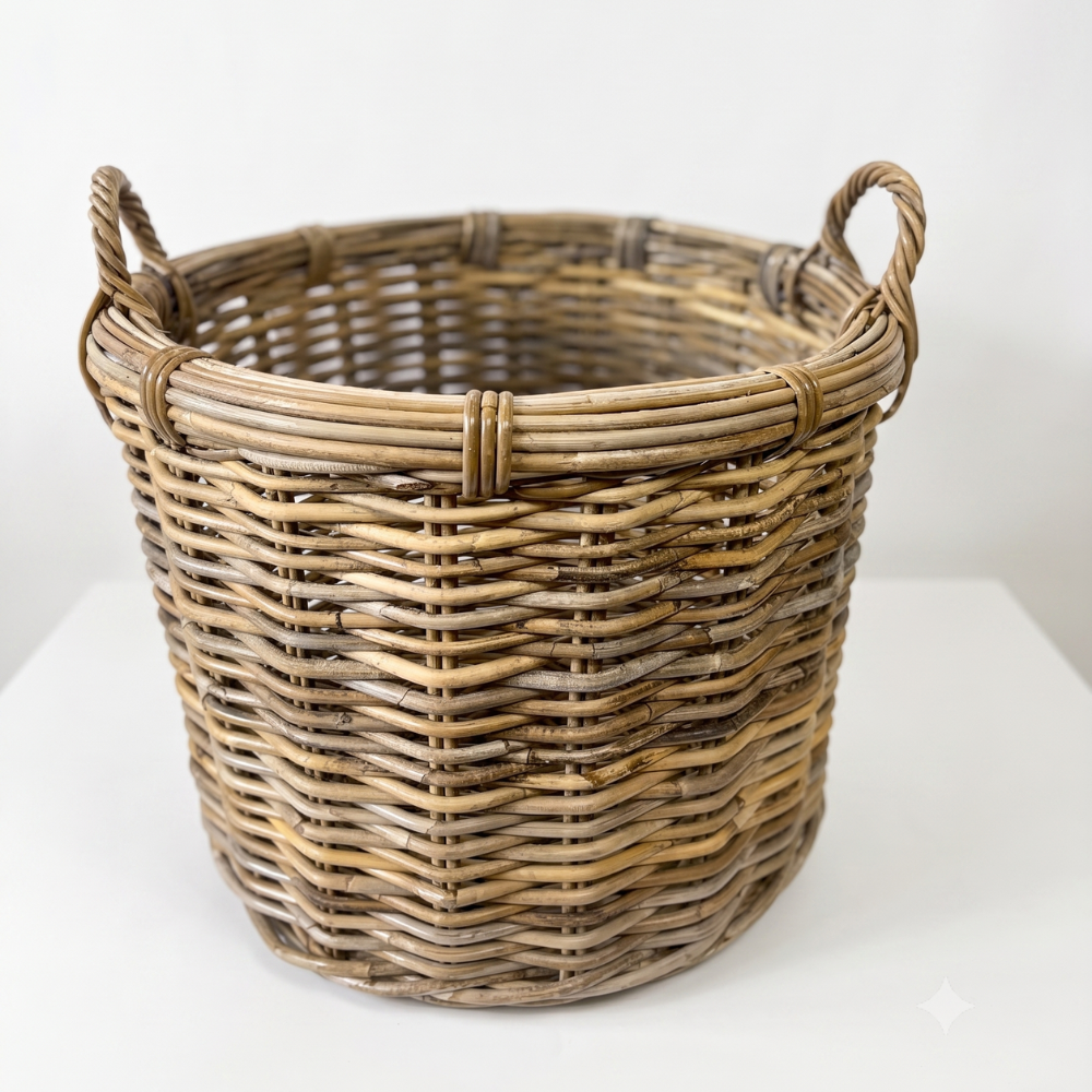Black Mountain Rattan Round Storage Basket