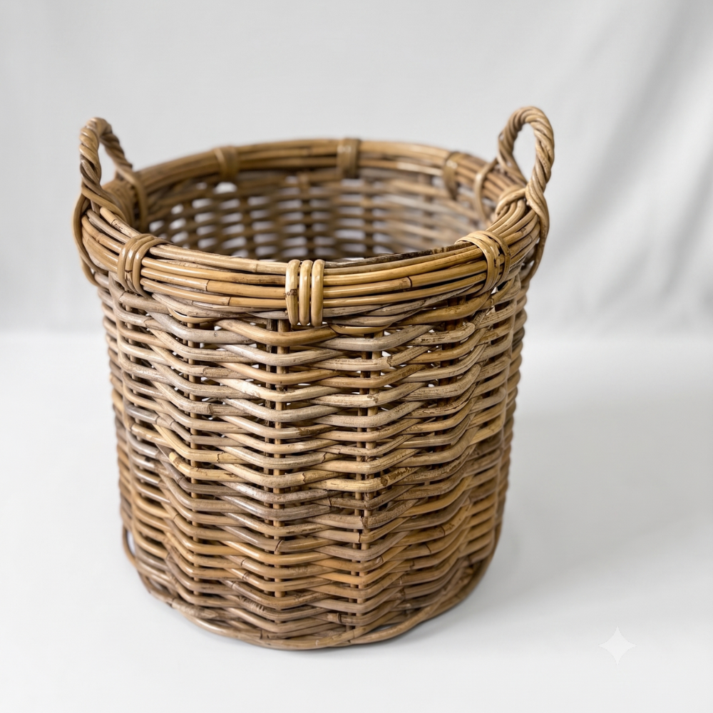 Black Mountain Rattan Round Storage Basket