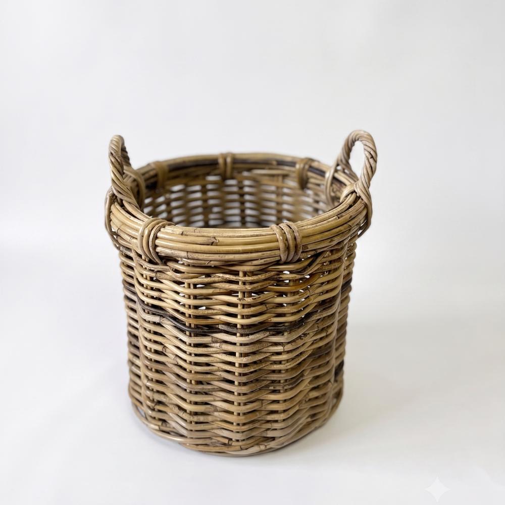 Black Mountain Rattan Round Storage Basket
