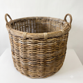 Black Mountain deep round rattan storage basket
