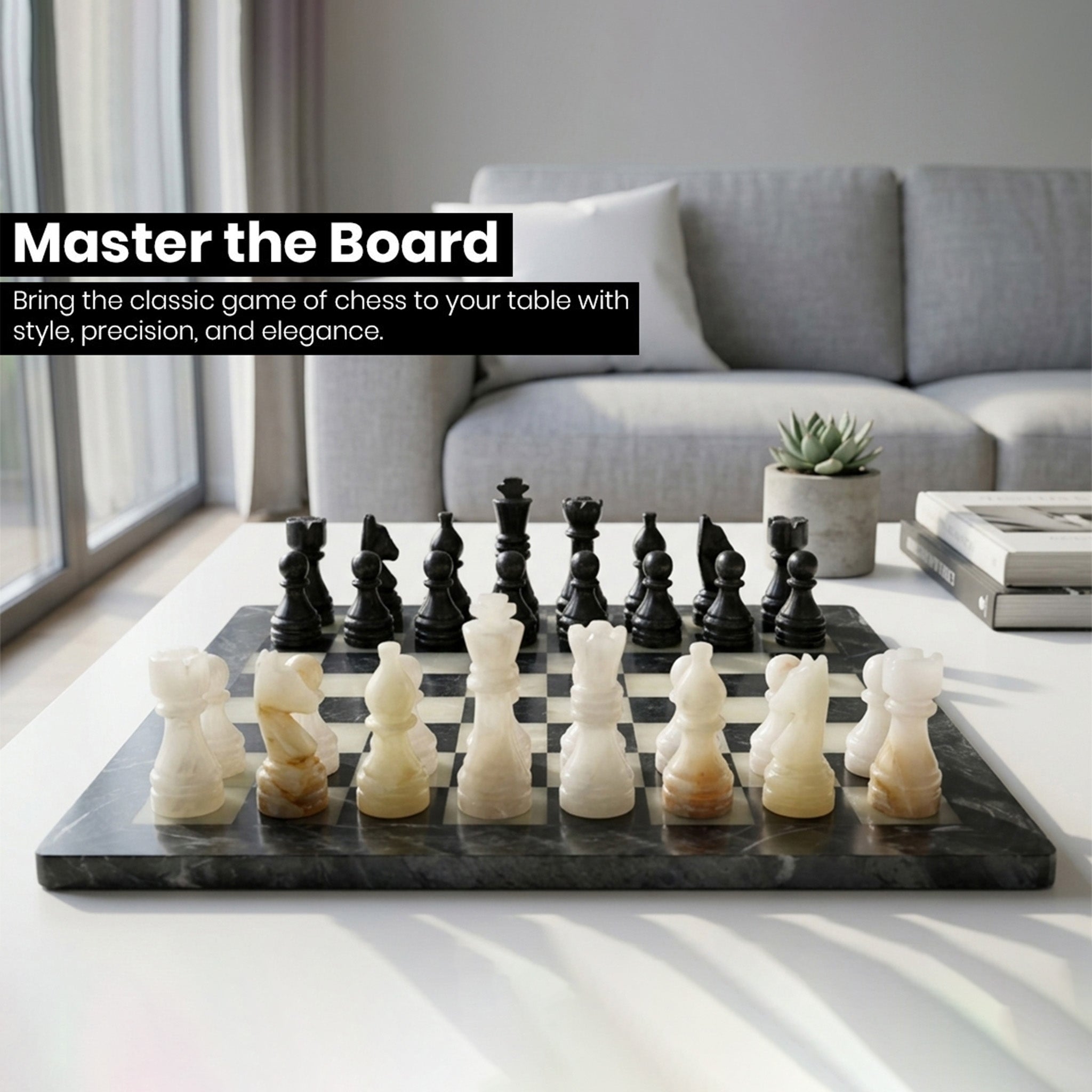 Black Onyx Chess Set 12 Inches - Premium Quality