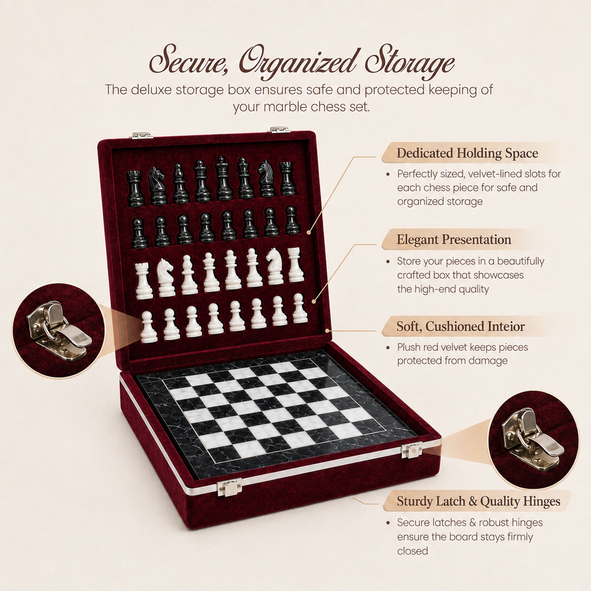 Black & White Marble Chess Set — 15" – alternate product view