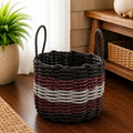 Black, Burgundy & Gray Five Stripe Rope Basket