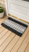 Black, gray and white rope doormat