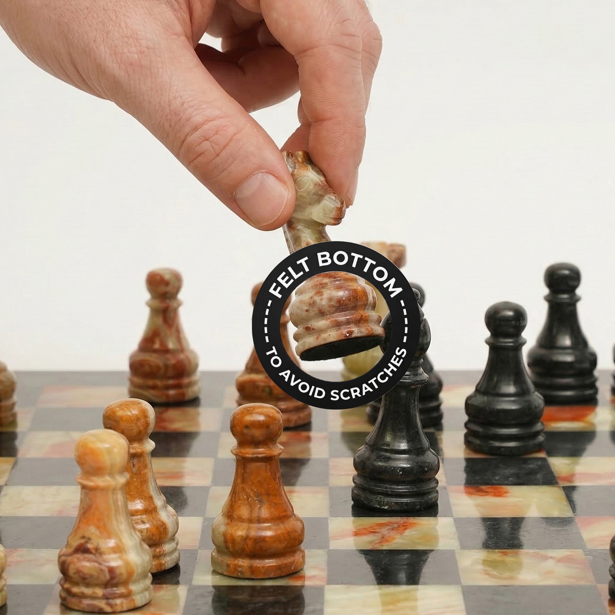 Black and Green Onyx Marble Chess Set 12 inches - Beautifully Handcrafted