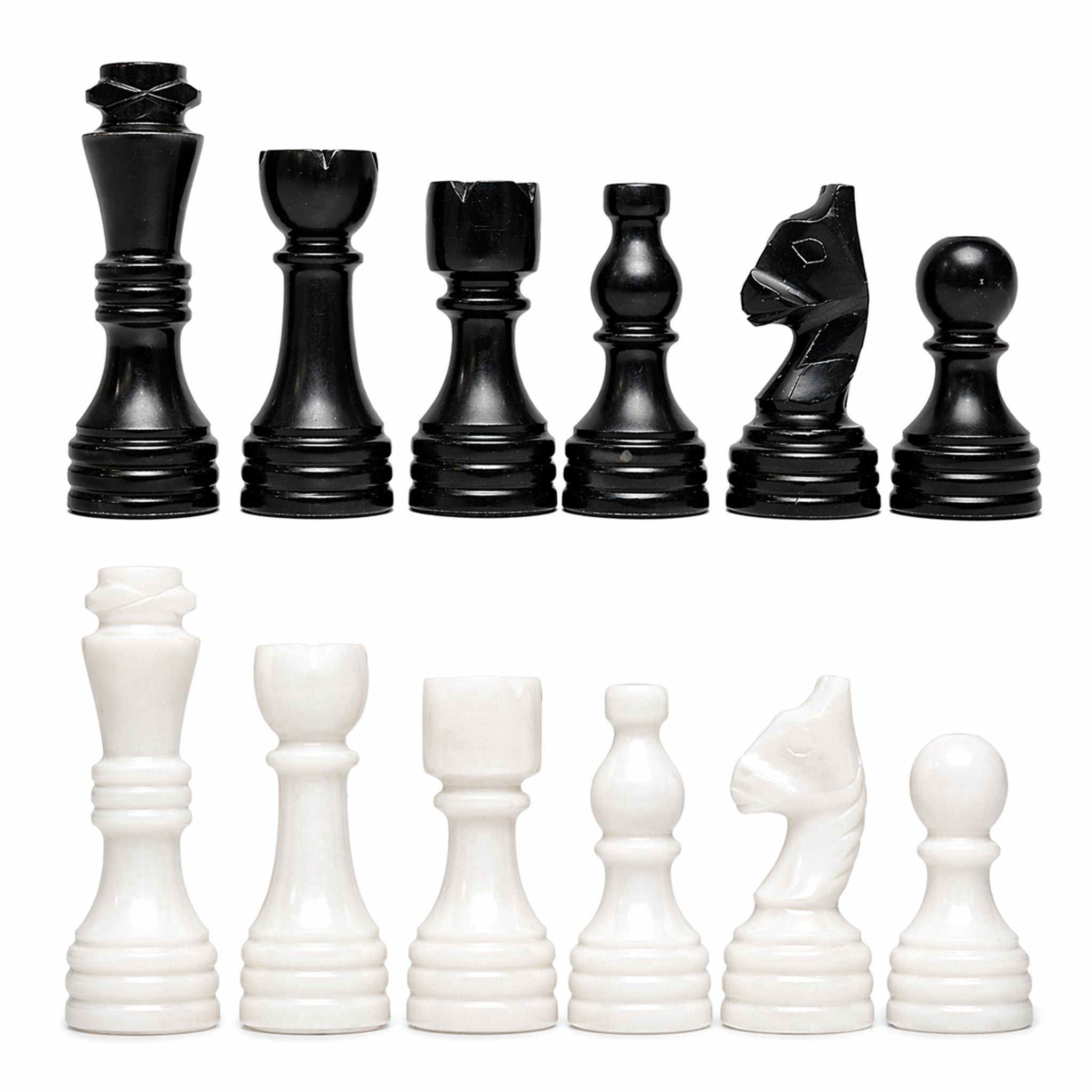 Black and White Chess Pieces for 12 to 16 Inches Board - Handcrafted (Pieces Only)